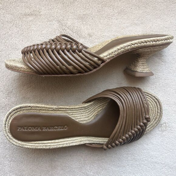 Paloma Barcelo Brown Leather Knot Straps Jute Heel Sandal Women EU 37 US 6.5 - Picture 16 of 16